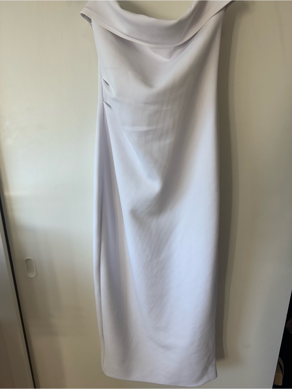 Aritzia White Cowl-Neck Strapless Midi Dress